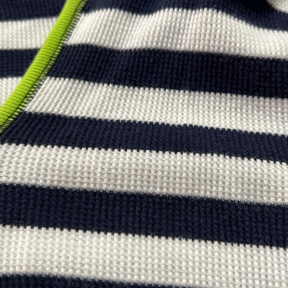 LRL Ralph Lauren Navy Blue White Stripe Stretch Waffle Knit Hoodie Sz LP EUC - Picture 5 of 11
